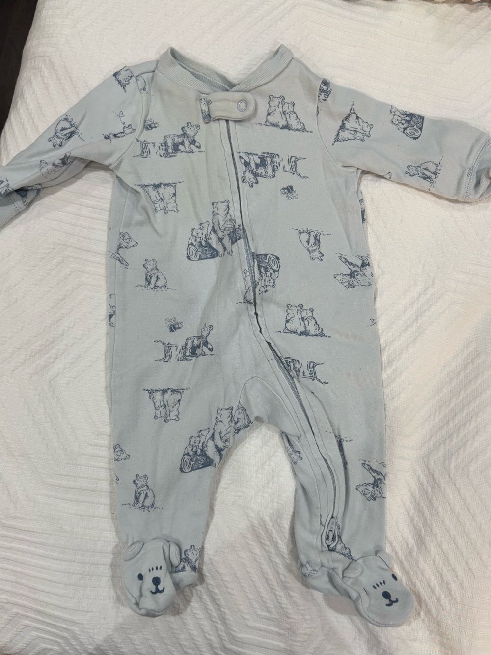Carter’s Baby Footed One-Piece in Pale Blue with Bear Print